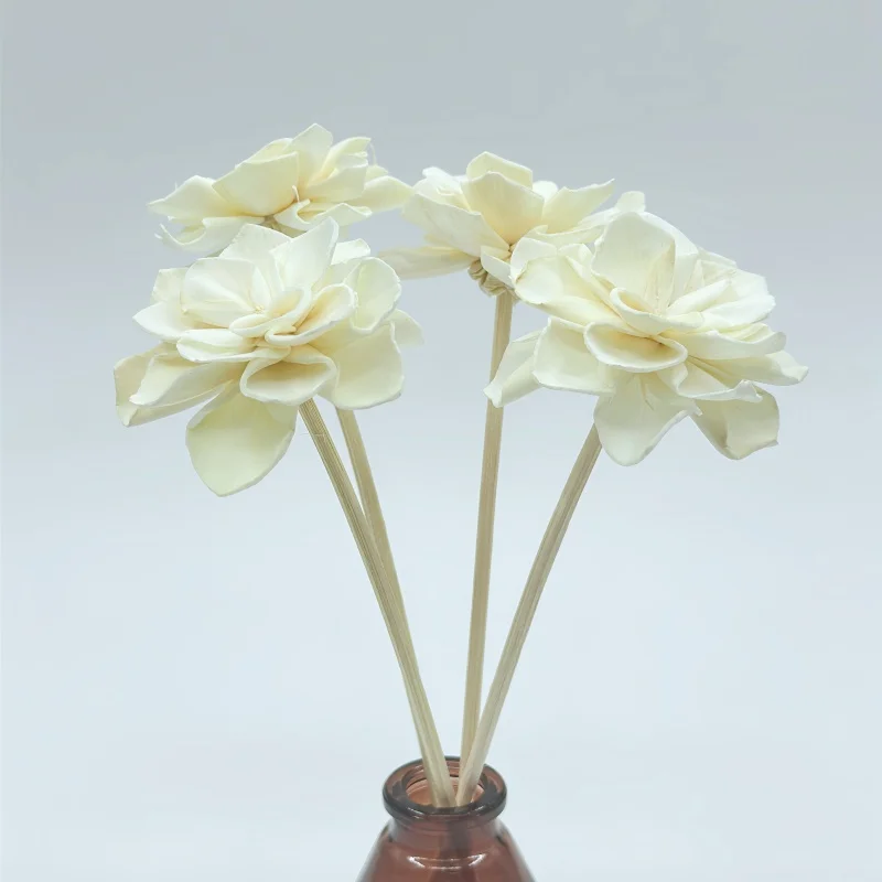 4 Stück Dahlie Tongcaohua Reed Diffusor Ersatzstab DIY handgemachte Heimdekoration blumenförmiger Rattan Aromatherapie Diffusor Füllstab Image