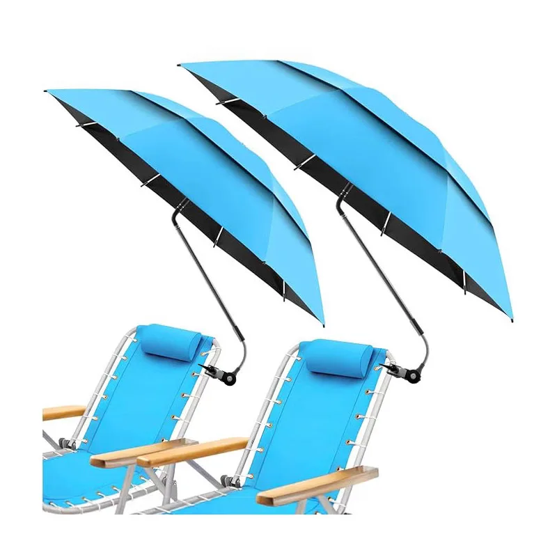 23 Zoll atmungsaktiver doppellagiger Strandstuhl mit Halterung, 360 ° Verstellbarer tragbarer Strandschirm Image