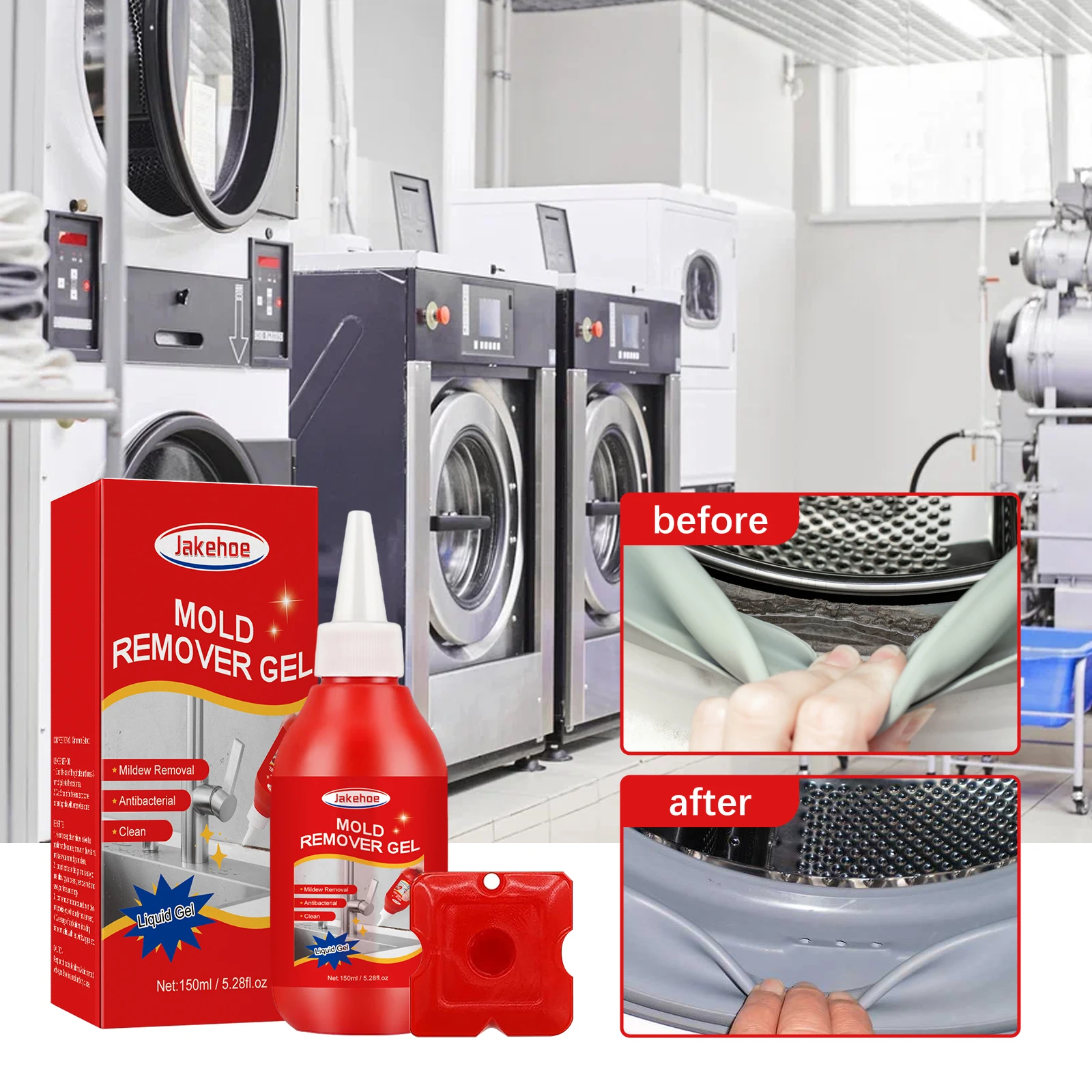JAKEHOE Haushalts-Schimmelentferner-Gel, tiefreinigend, Schimmel entfernen, Schimmelflecken, Gerüche, Schimmelreinigungsgel für Wandfliesen, Fensterlücken Image