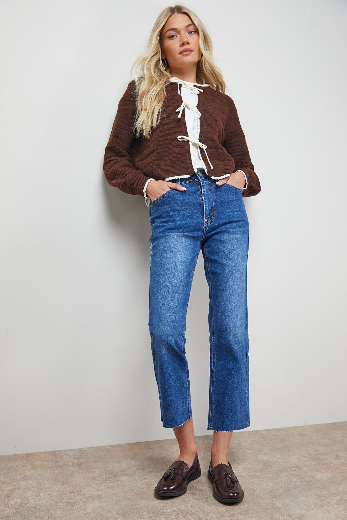 Oasis Womens Bunny Leather Brogue Detail Tassel Loafers - Brown - Size UK 5 | Oasis Sale | Discount Designer Brands