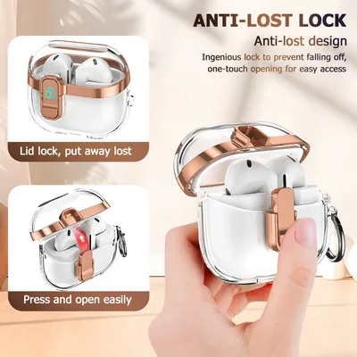 Security Lock Cover For AirPods Pro 2 3 Case For AirPods 4 3 2 1 Pro2 Pro 2nd Gen 2023 Case Shockproof Cover Earphone Cases