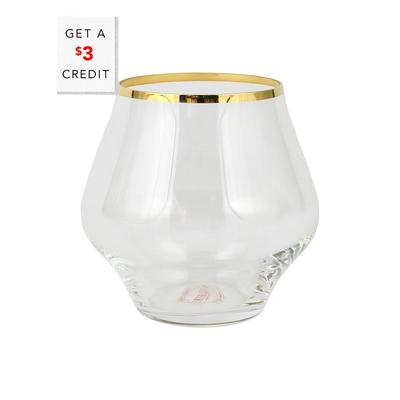 Vietri Contessa Gold Stemless Wine Glass With $3 Credit