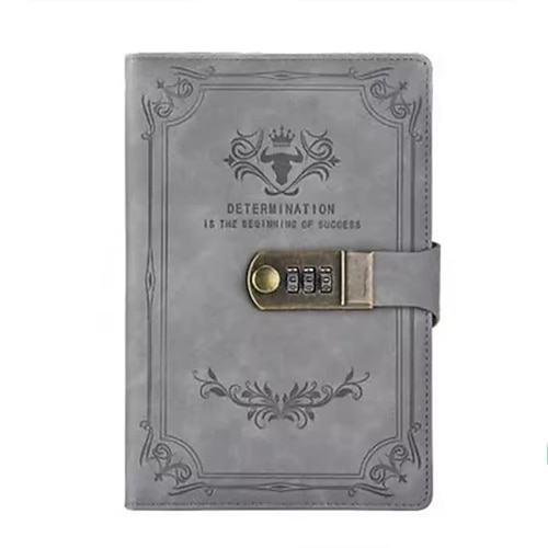 A5 200 Seiten Retro-Passwortbuch mit Schloss Tagebuch verdickt kreatives Handbuch Studentennotizblock Schreibwaren Notizbuch Ordner Image