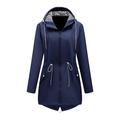 Giacca impermeabile da donna, antivento, con cappuccio, 2 tasche, cerniera, foderata, cintura regolabile, giacca casual da campeggio impermeabile