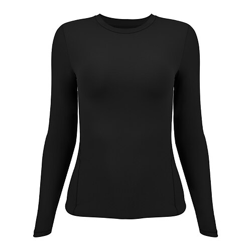 Damen Trainingshemd Basic-Crop-Tops Rundhalsausschnitt Atmungsaktiv Langarm Sport Einfarbig Oberteil Für Fitnessstudio sportlich Sport Schlank Sportkleidung Image