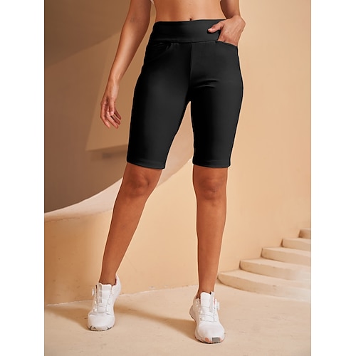 Damen Kurze Golfhosen Schwarz Dunkelmarine Unterteile Damen-Golfkleidung, Kleidung, Outfits, Kleidung Image