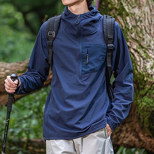 Herren Wanderhemd UV-Schutz-Shirt Langarm Oberteil Außen UV-Sonnenschutz Schnelltrocknend Atmungsaktiv Frühling Herbst Polyester Dunkelgrau Hellgrau Grün Tennis Camping / Wandern / Höhlenforschung Image