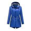 Giacca impermeabile da donna, antivento, con cappuccio, 2 tasche, cerniera, foderata, cintura regolabile, giacca casual da campeggio impermeabile