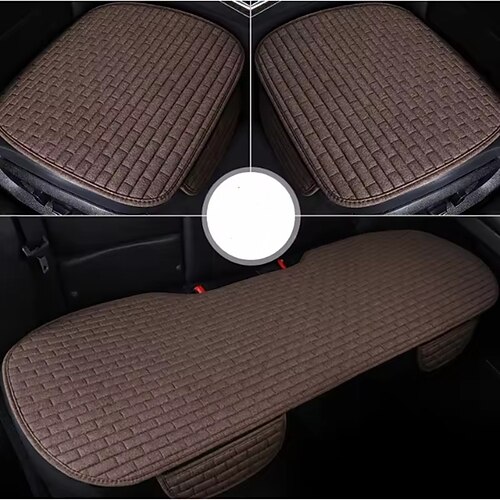 3 stücke universal flachs auto sitz abdeckung atmungsaktive leinen stoff vorne hinten sitz kissen protector auto innen männer auto zubehör