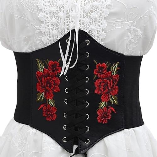 Damen Gürtel PU Schwarz Weiter Gürtel Täglich Ferien Blumen