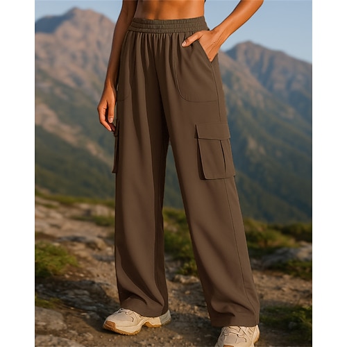 Damen Hose mit weitem Bein Cargohosen Wanderhosen Frühling Herbst Außen Normale Passform Wasserdicht Winddicht Hosen Elastischer Bund Schwarz Rosa Spandex Camping / Wandern Jagd Laufen S M L XL XXL Image