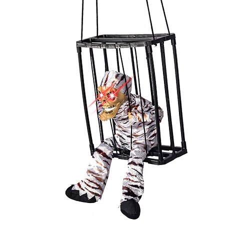 gruselige Käfig-Halloween-Puppe, Spukhaus-Requisite mit schreiender Stimme, Albtraum-Kreatur