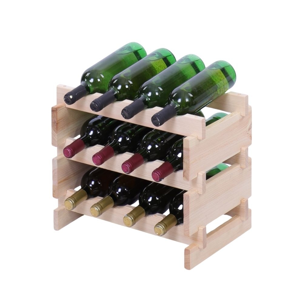 Proregal Weinregal VINOTECA FLEX PRO | HxBxT 37x46x28cm | 12 Flaschen auf 3 Ebenen | Massives Kiefernholz | Natur unbehandelt Image