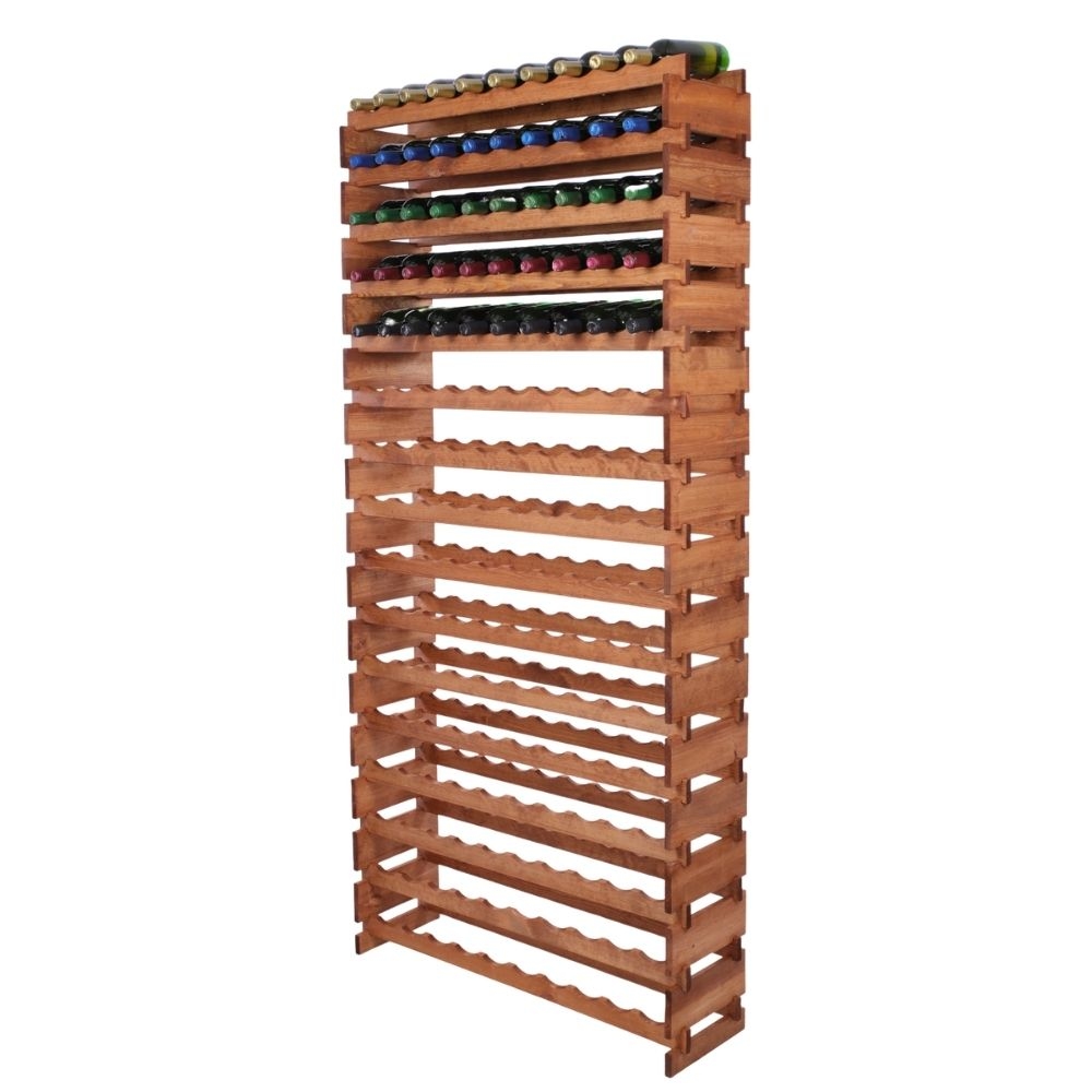 Proregal Weinregal VINOTECA FLEX PRO | HxBxT 219x103x28cm | 160 Flaschen auf 16 Ebenen | Massives Kiefernholz | Braun geölt Image