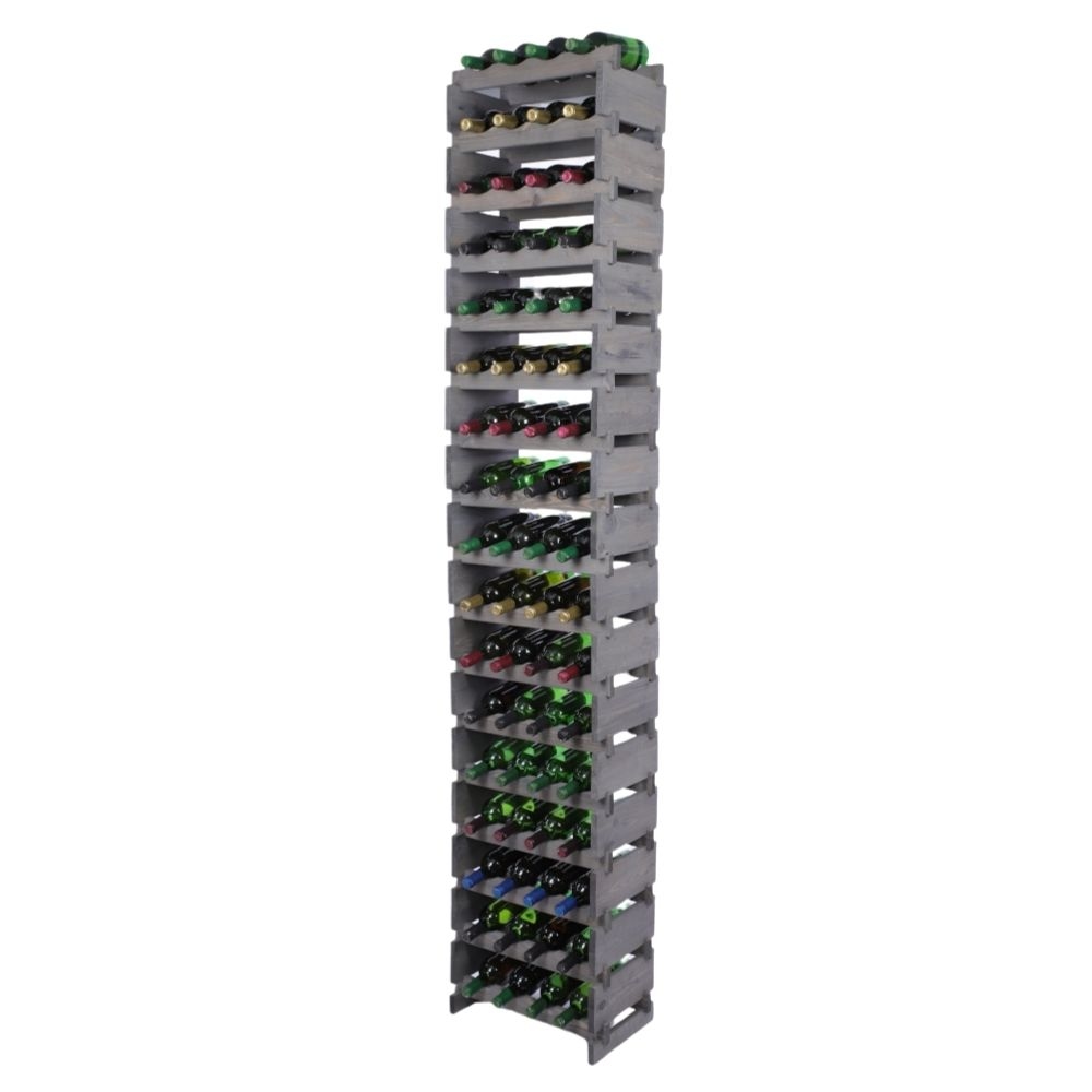 Proregal Weinregal VINOTECA FLEX PRO | HxBxT 233x46x28cm | 68 Flaschen auf 17 Ebenen | Massives Kiefernholz | Grau Image