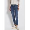 Slim-fit-Jeans STREET ONE "Style York", Damen, Gr. 28, Länge 28, blau (authentic blau washed), Denim/Jeans, Obermaterial: 89% Baumwolle, 8% Polyester, 3% Elasthan, unifarben, casual, slim fit knöchelfrei, Jeans, mit Glitzerdetails