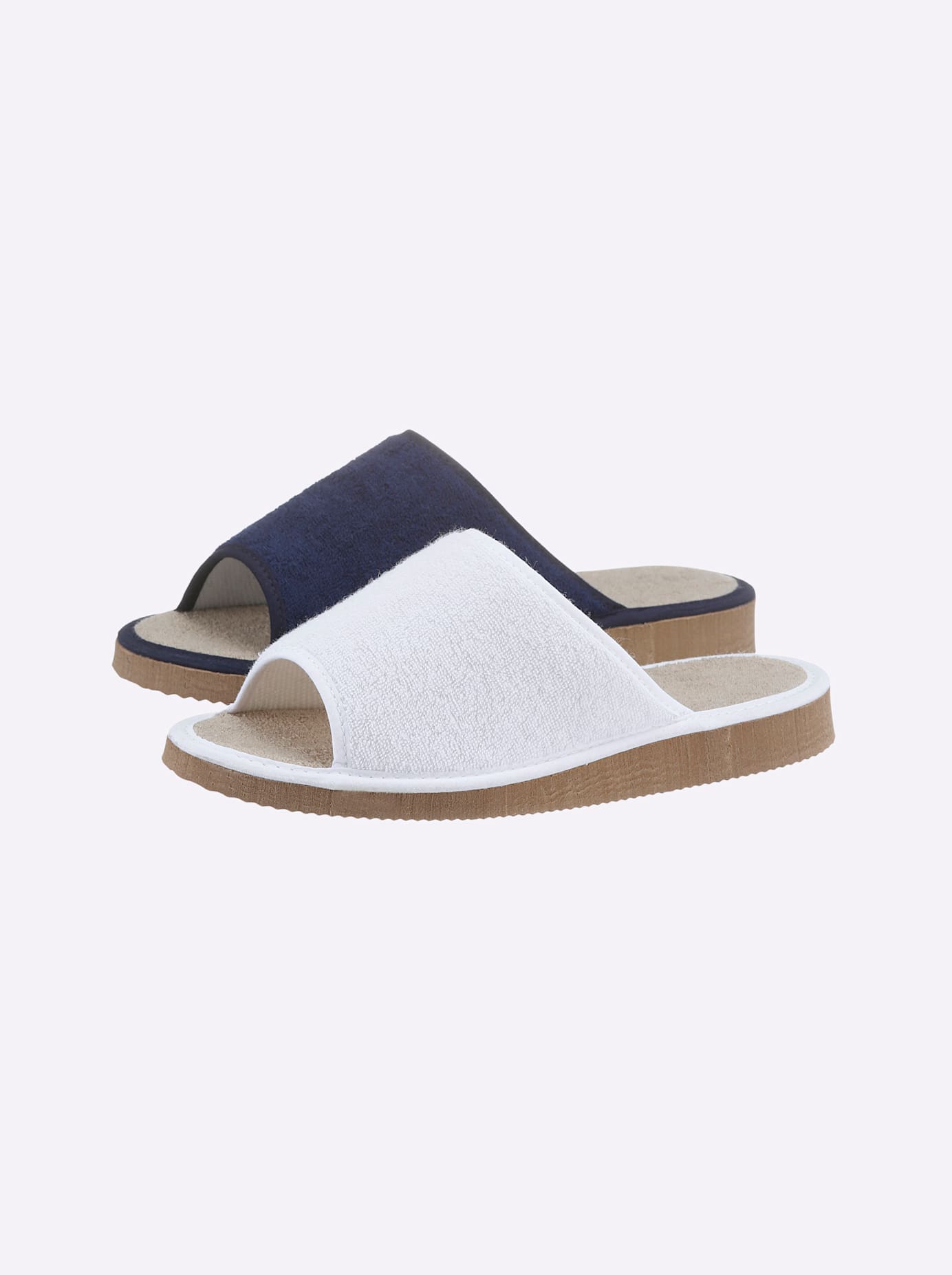 Pantoffel CLASSIC, Damen, Gr. 37, blau (weiß, marine), Textil, Schuhe Damenschuh Hausschuh Pantoffeln