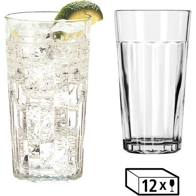 Gläser-Set LIBBEY "Cooler Glas -PANELED TUMBLERS- 355 ml, Ø: 8 cm, H: 13,5 cm, 12er Set", transparent, H:13,50cm Ø:8,00cm, Glas, Trinkgefäße, hochwertig verarbeitet, im modernen Design Image