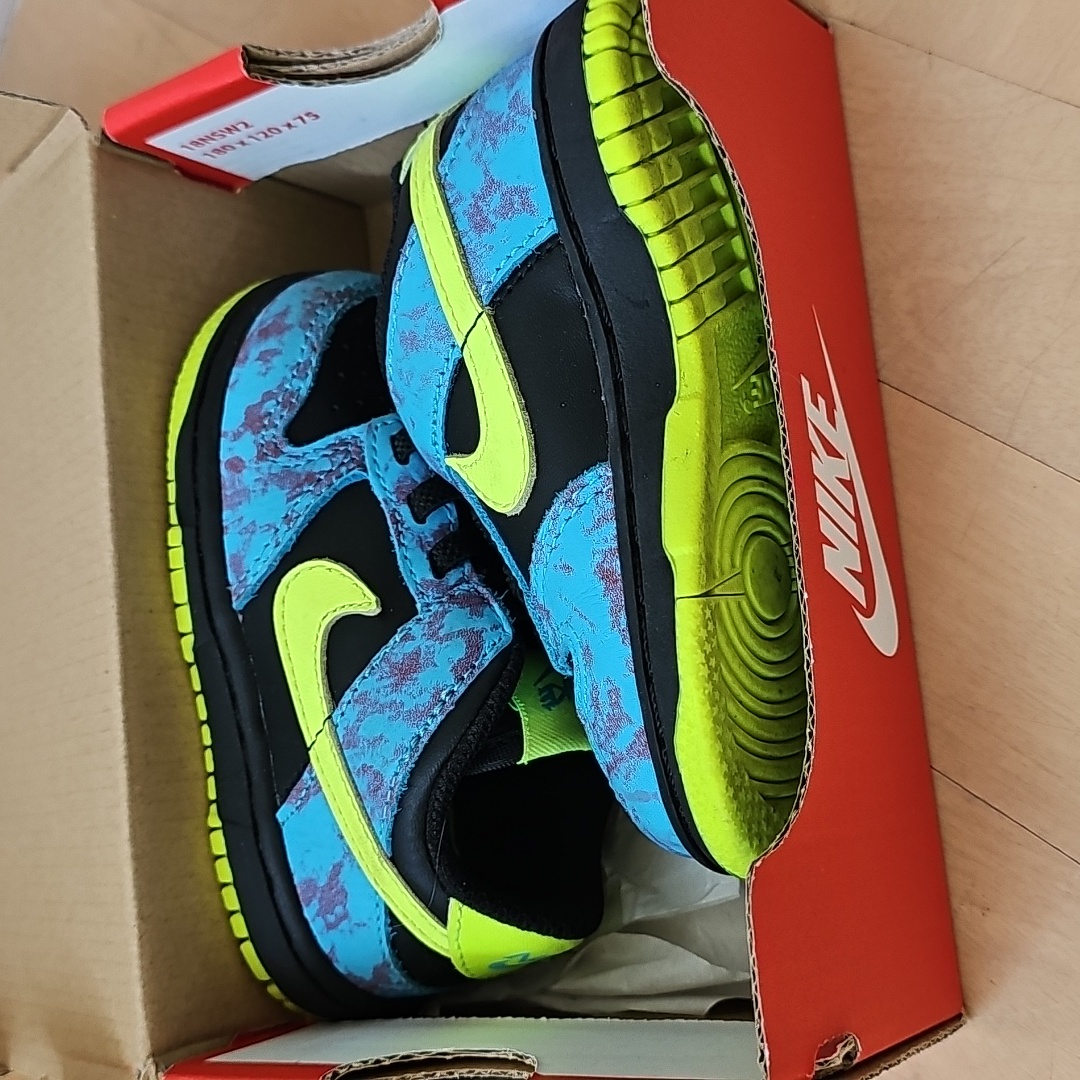 Nike Shoes | Kids Nike Sneakers Size 6c - Blue And Green Nike Dunk Low Se 2 (Tde) In Box | Color: Blue/Green | Size: 6c