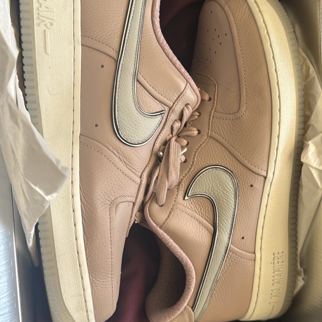 Nike Shoes | A Ma Maniere Nike Tan Leather Sneakers With Cream Accents | Color: Cream/Tan | Size: 10