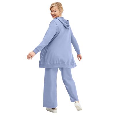 Plus Size Women's Wide Leg French Terry Sweatpant by ellos in Periwinkle Mist (Size 14/16)
