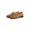 Loafer TOMMY HILFIGER "TH CHAIN FRINGE SUEDE LOAFER", Damen, Gr. 39, braun (camelfarben), Veloursleder, klassisch, Schuhe, Blockabsatz, Slipper, Businessschuh mit goldfarbener Logo-Zierkette