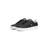 Plateausneaker TOMMY HILFIGER "ESSENTIAL ELEVATED COURT SNEAKER", Damen, Gr. 37, schwarz-weiß (schwarz, weiß), Leder, sportlich, Schuhe, Freizeitschuh, Halbschuh, Schnürer mit Ziernähten und Kontrastbesatz