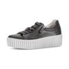 Plateausneaker GABOR, Damen, Gr. 41, grau (anthrazit), Kalbsleder, metallic, sportlich, Schuhe, Freizeitschuh, Halbschuh, Schnürschuh mit Best Fitting-Ausstattung