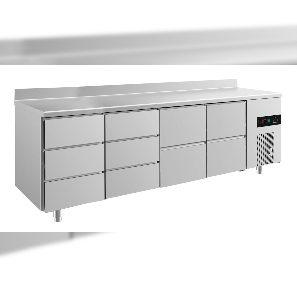 A&S polarny Kühltisch je 2 Schubladen mittig&rechts je 3 Schubladen links&mittig Aufkantung,2330x700x850mm -2/+8°C 632l Image