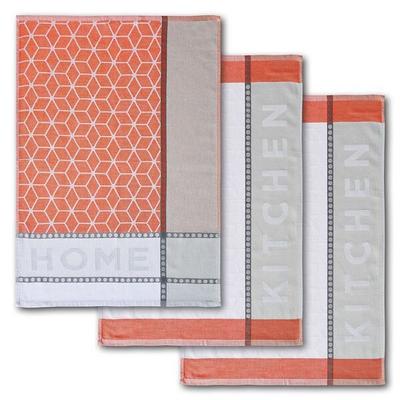 dyckhoff Geschirrtücher »Home & Kitchen« 100% Baumwolle 3 Stück 50,0x70,0 cm korallenrot, 50 cm