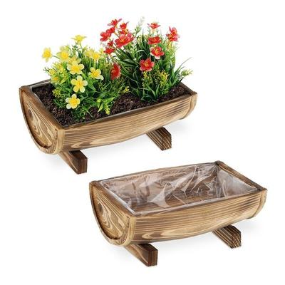 relaxdays 2er-Set Holz-Blumenkästen Image
