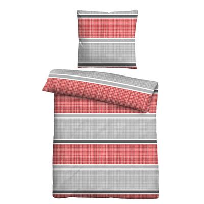 Castell Thermo-Fleece Bettwäsche Querbalken rubin, 1x 135x200 cm + 1x 80x80 cm Image