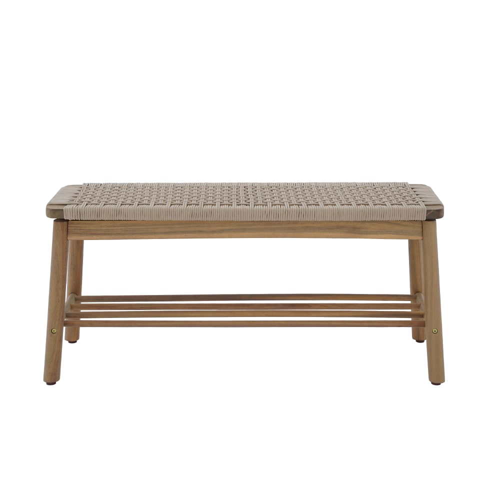 Banc intérieur et extérieur en bois d'acacia et corde beige
