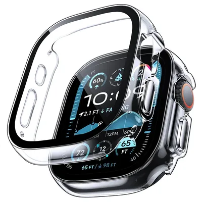 Gehärtetes Glas + Gehäuse für Apple Watch Ultra 2 49 mm Smartwatch, PC-Stoßstange + Displayschutzfolie, iWatch-Serie, Bandzubehör Image