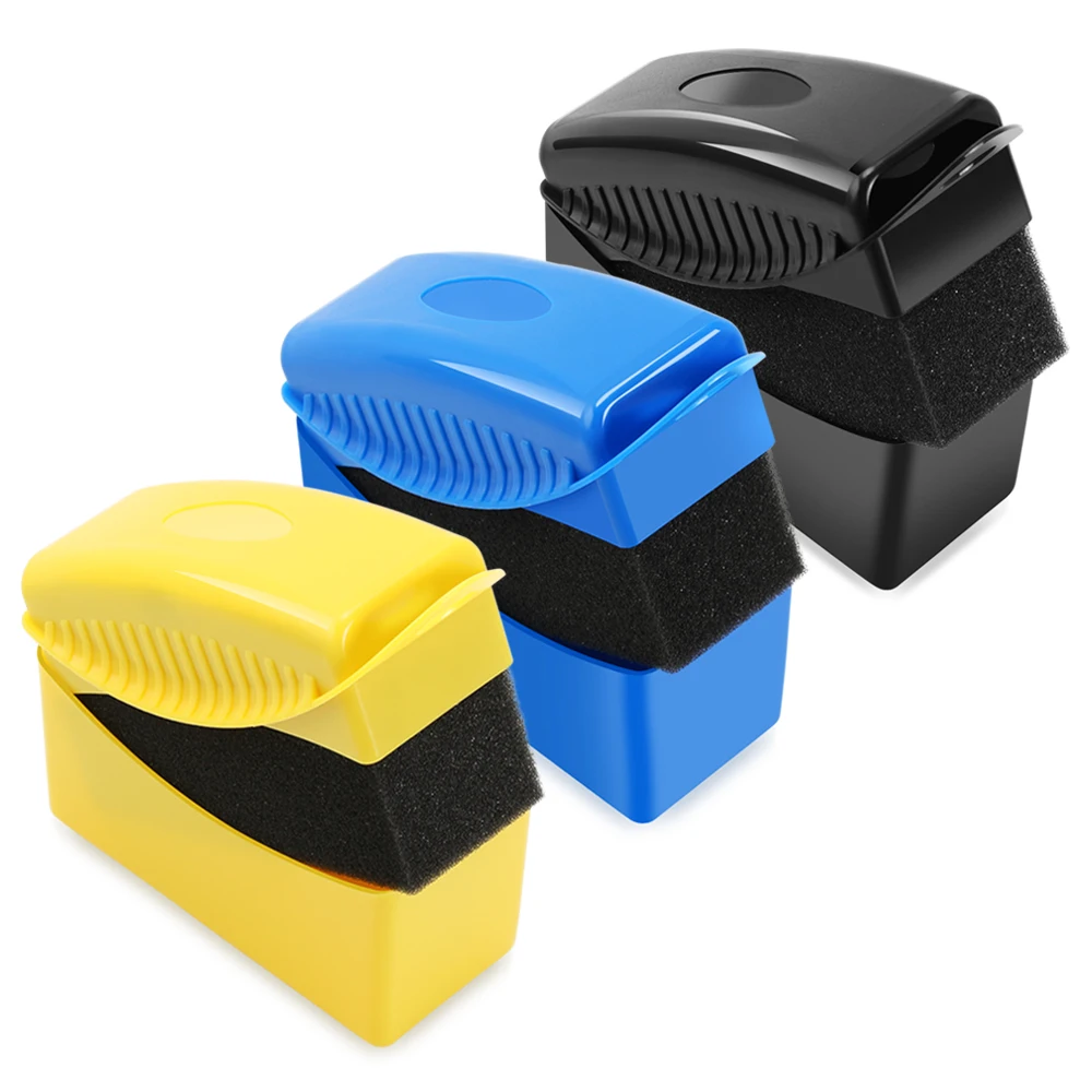 Car Tire Shine Applicator Brush Ergonomic Wax Applicator Pad Soft Shine Brush for Vehicles Portable Sponge for Tire Waxing Brush Image