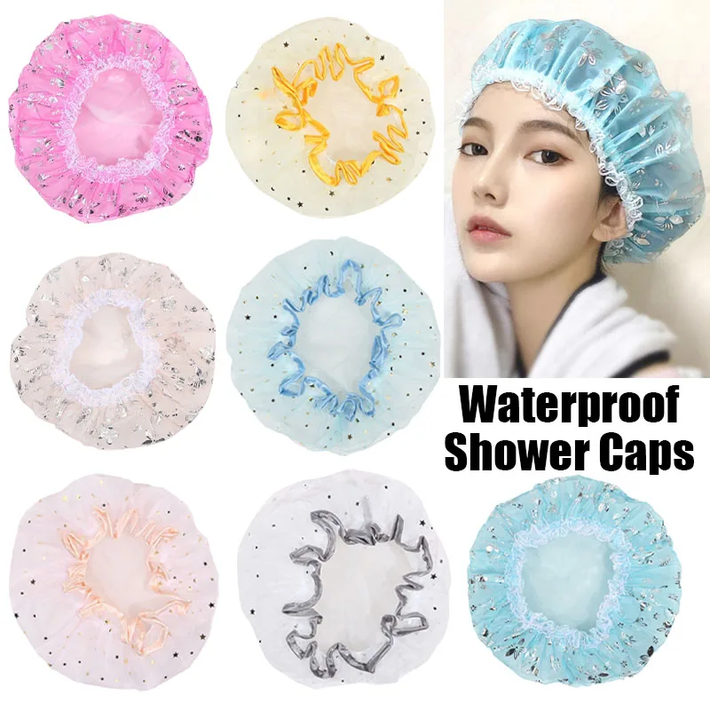 Wasserdichte Bad Hut Badezimmer Dusche Haar Abdeckung Frauen Liefert Dusche Kappe Erwachsene Dusche Bad Bade Kappen Badezimmer Dusche Kappen