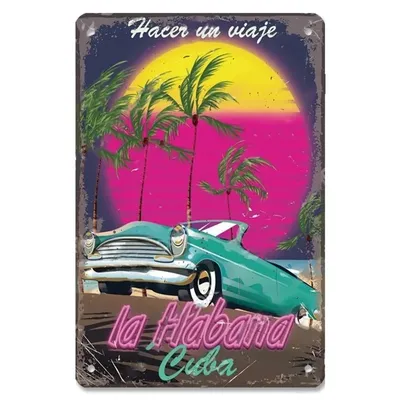 Besuchen Sie Cuba Brasilien Vintage Blechschild – Havana Club Mojito Metallschild, Bar Wanddekoration Poster Image