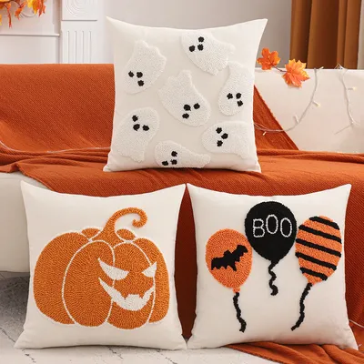 1PC Tufting Halloween Dekoration Wurfkissenbezug Kürbis Leinwand Herbst Thanksgiving Ernte Heimdekoration Wohnzimmer Image