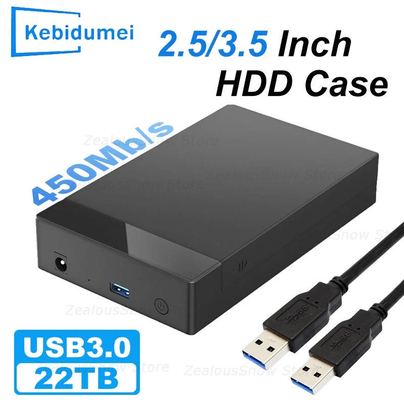 2,5/3,5 Zoll HDD-Gehäuse SATA zu USB 3.0 Adapter SSD Externer Lüfter Festplattengehäuse 450 MB/s 22 TB HDD-Gehäuse für PC Laptop Image