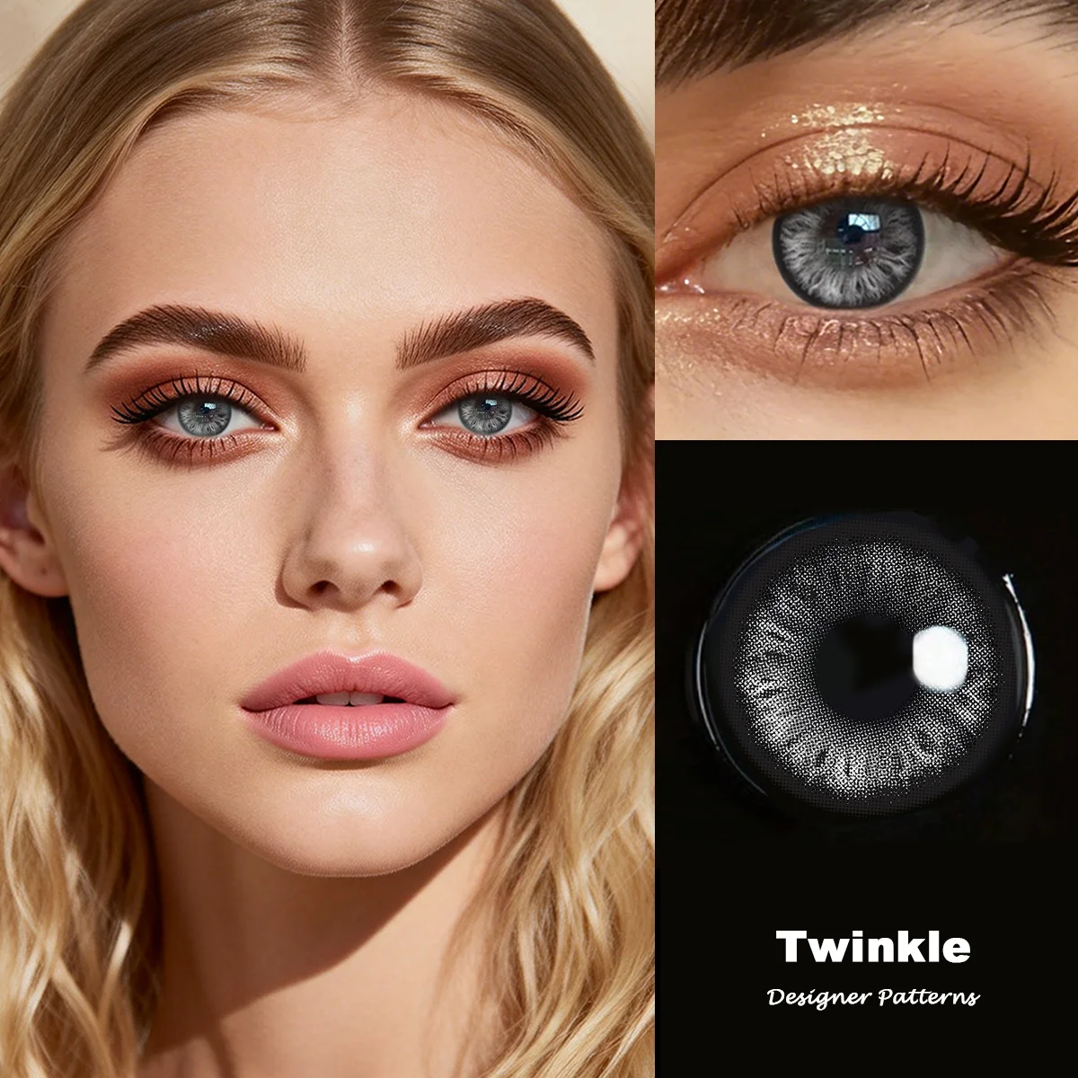 VISUASHOW Twinkle Schwarze Farbige Kontaktlinsen für Halbjährlichen Gebrauch Blaue Natürliche Augenschönheits-Kontaktlinsen für Tägliches Make-up Kosmetik Image