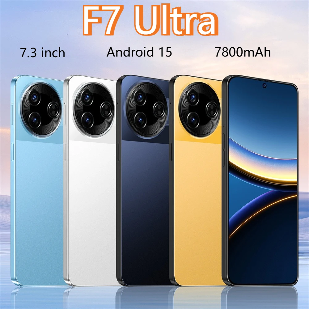 2025 F7 Ultra Original Smartphone 5G double Sim téléphones portables 7.3HD écran téléphones mobiles 7800mAh Android 15 Version mondiale téléphone portable