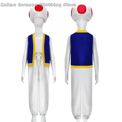 Kinopio Kröte Cosplay Hut Erwachsene Kostüm Spiel Bros2 Roleplay Fantasia Outfits Weste Hosen Halloween Karneval Party Image