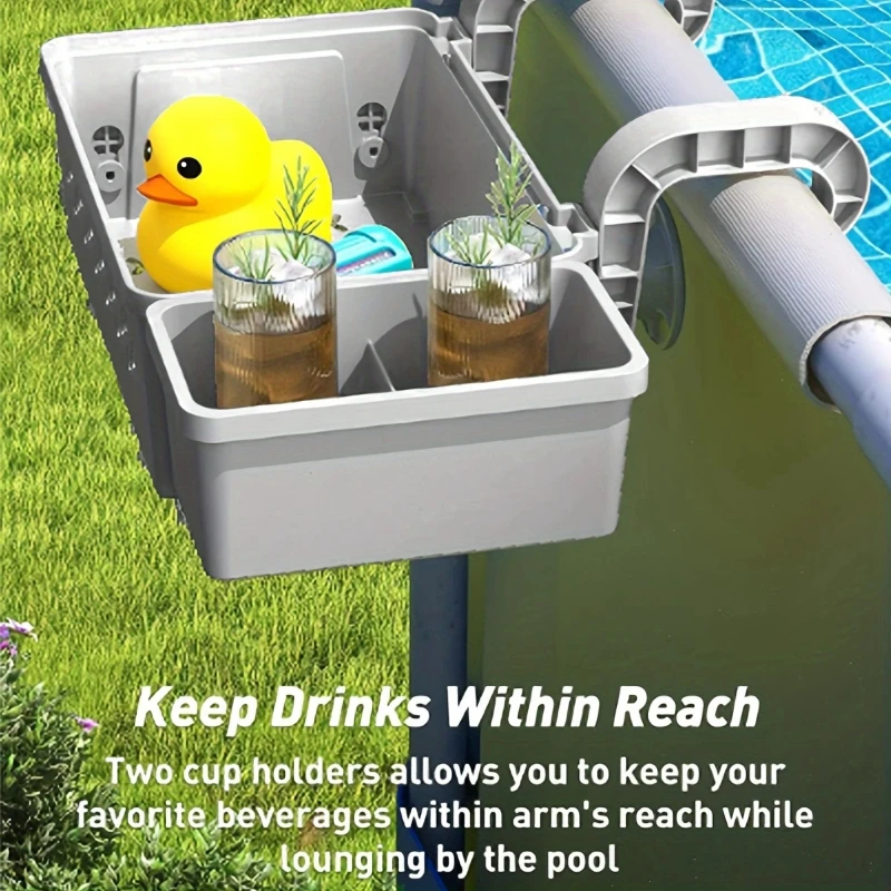 Aufbewahrungskorb am Pool im Freien mit Poolbecherhalter, verdickter Kunststoff-Poolkorb für oberirdisches Poolzubehör Image