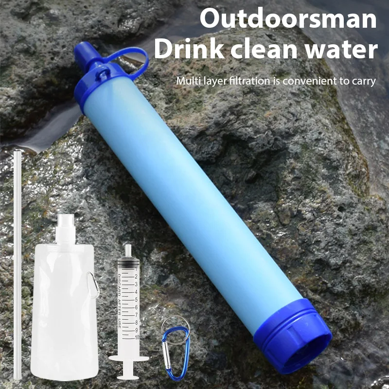 Outdoor Mini Wasserfilter Stroh Camping Reinigung Tragbare Wandern Klettern Wasserreiniger Wildnis Notfall Überleben Filte Image