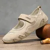 Khaki Damen Freizeitschuhe Große Größe Echtes Leder Damenschuhe Outdoor Freizeitschuhe Sommerschuhe Sportschuhe Einzelschuhe