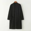 # 4211 Schwarz Blau Rot Baumwolle Leinen Trenchcoat Männer Strickjacke Lange Lose Vintage Chinesischen Stil Hip Hop Jacke Windjacke Taschen