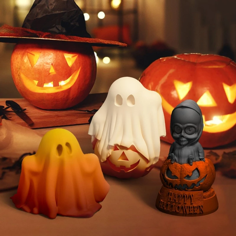 Halloween Geist Kerze Form DIY Kürbis Geist Modellierung Dekoration Handwerk Gips Harz Herstellung Silikon Form Tag der Toten Geschenk Image