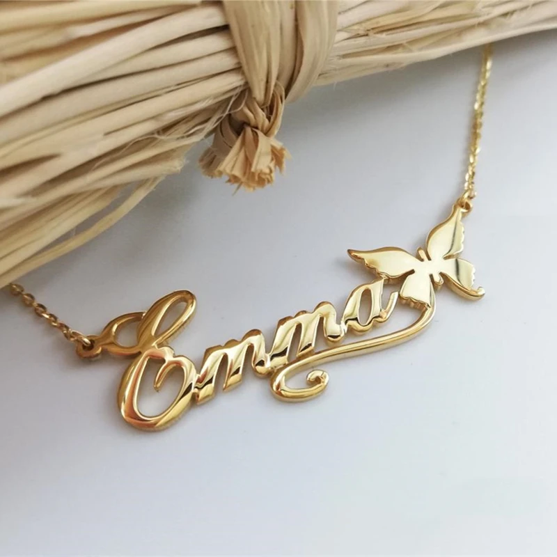 Personalisierte Schmetterlings-Namensketten für Frauen und Mädchen, Lieblings-Schmuck, individuelle Band-Namensschild-Halskette, Geschenke für beste Freunde Image