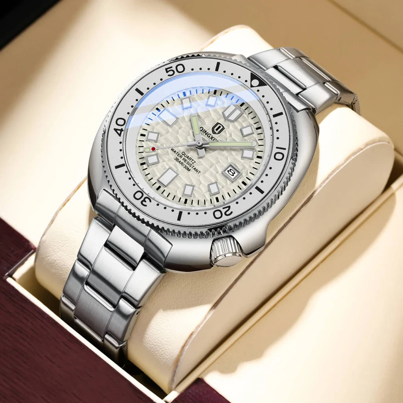 QINGXIYA Brand Luxury Men orologio al quarzo impermeabile data orologio da polso luminoso orologi da uomo in acciaio inossidabile orologio maschile sport Reloj