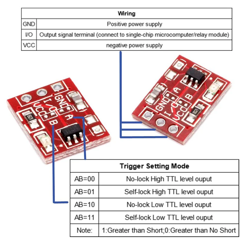 B50B-300Pcs TTP223 Touch-Taste Schalter Modul Berühren Taste Kondensator Typ Einkanal Selbst Locking Touch Schalter Sensor Image